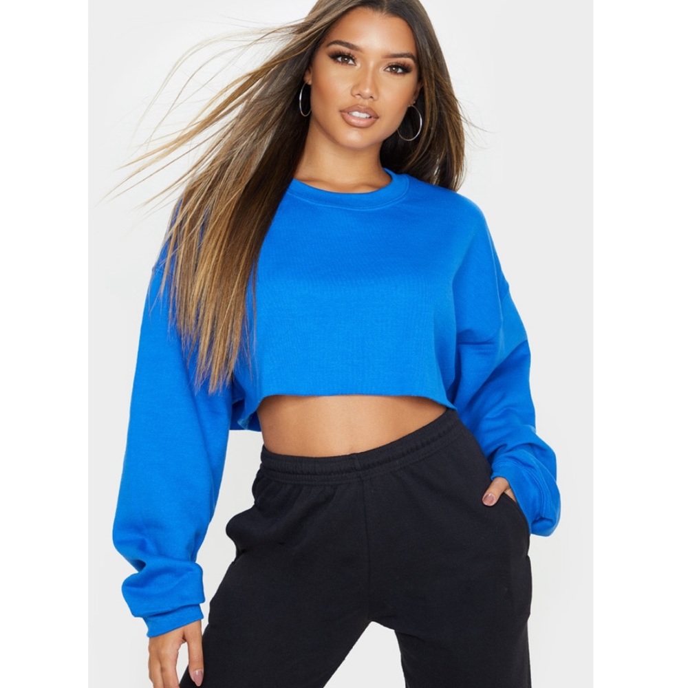 Blue cropped crewneck